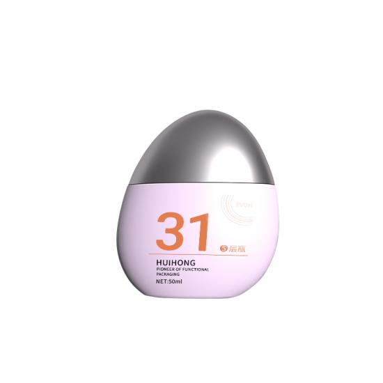 50ml Oval Egg Shape EVOH Squeeze Plastic Sunscreen Bottle
